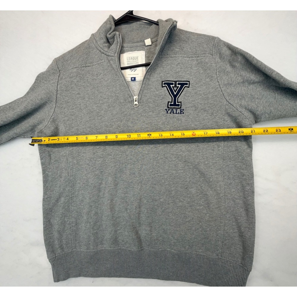 League Collegiate Outfitters Yale University Quarter Zip Sweatshirt Gray Medium - Picture 6 of 11